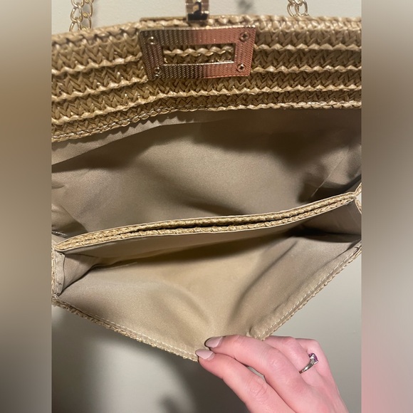 Shein Raffia Double Chain Strap Shoulder Purse - Picture 4 of 4